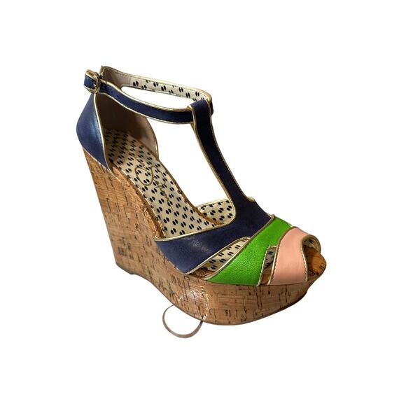 Jessica Simpson Kity Leather And Cork Wedge Women’s 7 with Box - Picture 1 of 7